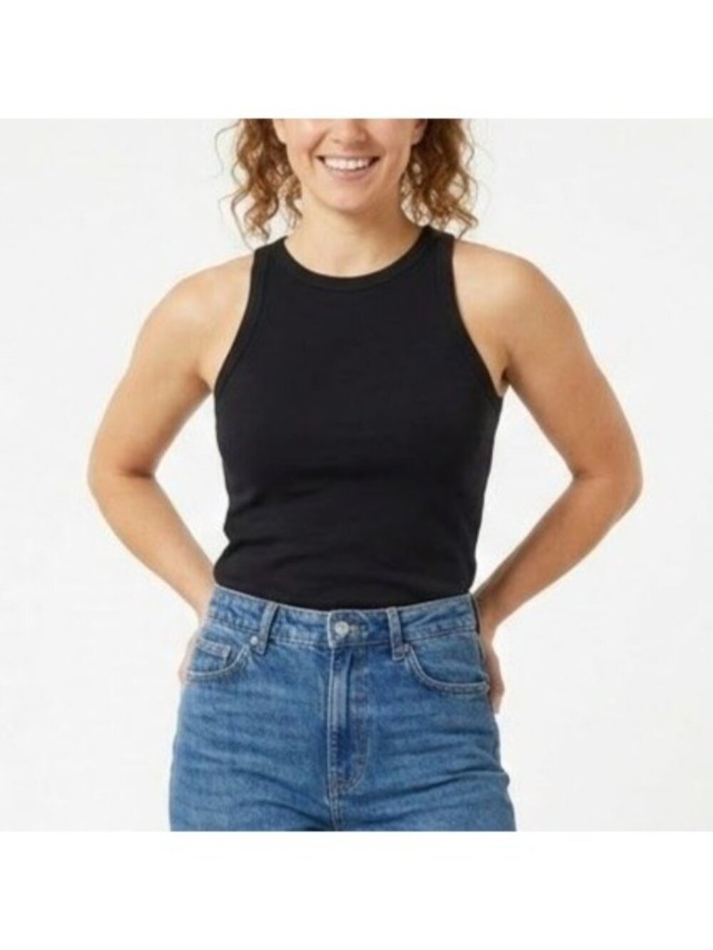 Boden Size 6 Black Cotton Blend Minimalist Sleeveless Crew Neck Racer Tank Top